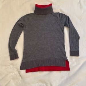 Lacoste 100% Merino Extra Fine Wool Turtleneck Sweater Red/Gray US Size 4